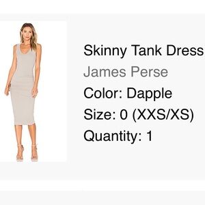 BRAND NEW JAMES PERSE SKINNY RUCHED TANK DRESS SIZE 0 KIM KARDASHIAN
